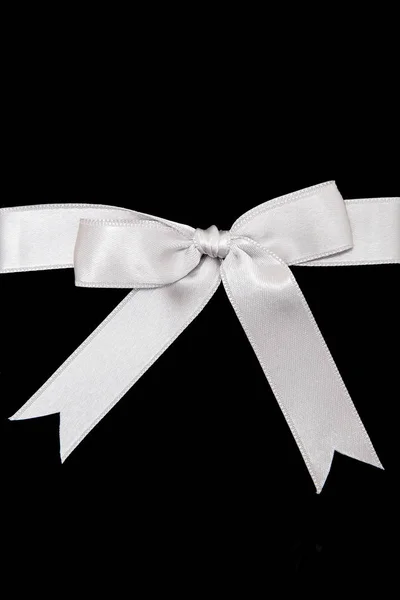 Top View Black Gift Box White Ribbon Background — Stock Photo, Image