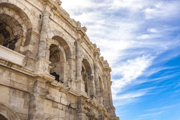 Pohled Aréně Nimes Římský Amfiteátr Francii — Stock fotografie