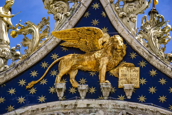 Zobacz Lion Mark Symbol Cesarskiej Wenecji Bazylice San Marco Włoszech — Zdjęcie stockowe