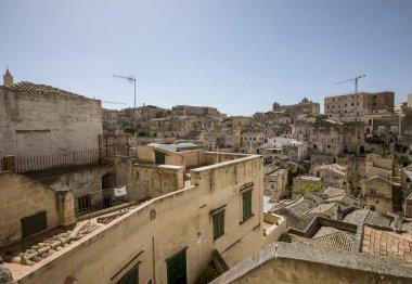 Güney İtalya Basilicata bölgesinde Matera antik kenti görünümü