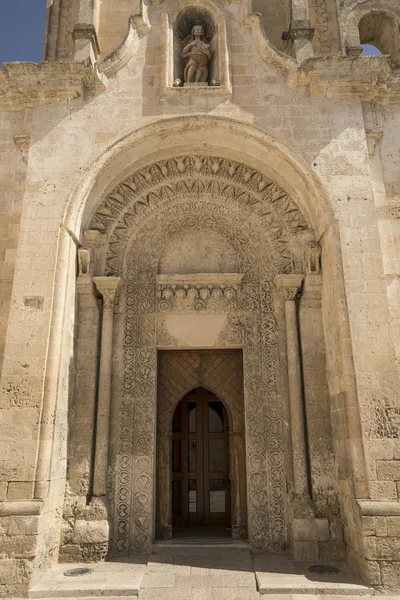 Utsikt Vid San Giovanni Battista Church Gamla Stan Matera Italien — Stockfoto