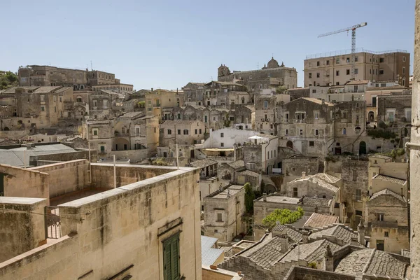 Вид Стародавнє Місто Матера Регіоні Базиліката Півдні Італії — стокове фото