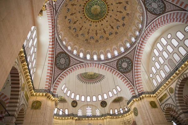 Interiör Suleiman Moskén Suleymaniye Camii Grand 16Th Talets Moské Istanbul — Stockfoto
