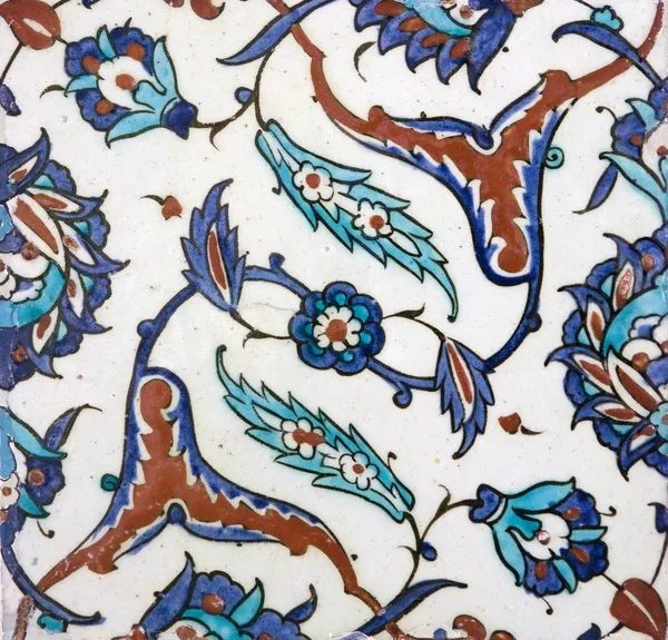 Antiguos Azulejos Turcos Hechos Mano Otomanos Con Patrones Florales Topkapi —  Fotos de Stock