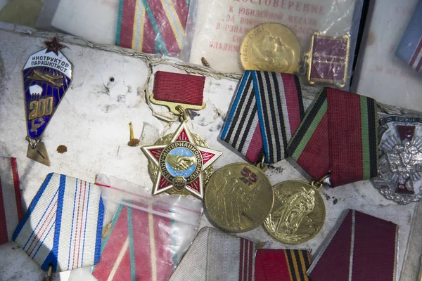 Tbilisi Georgia May 2019 Old Soviet Badges Orders Medals Sold — Stock Photo, Image