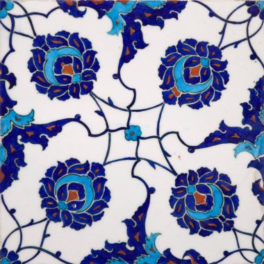 İstanbul Topkapı Sarayı'ndan çiçek desenli eski Osmanlı el yapımı Türk çinileri
