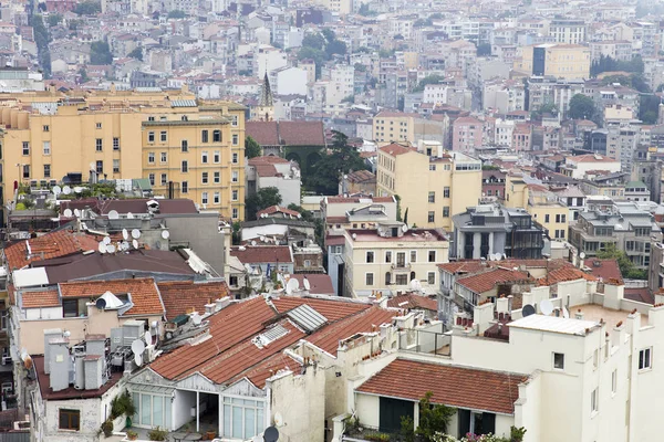 Letecký Pohled Domy Veřejné Budovy Hustě Pokrývá Oblast Istanbulu Turecko — Stock fotografie