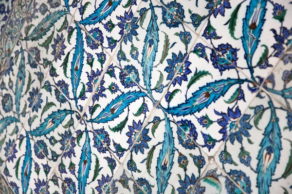 Antiguos Azulejos Turcos Hechos Mano Otomanos Con Patrones Florales Topkapi — Foto de Stock