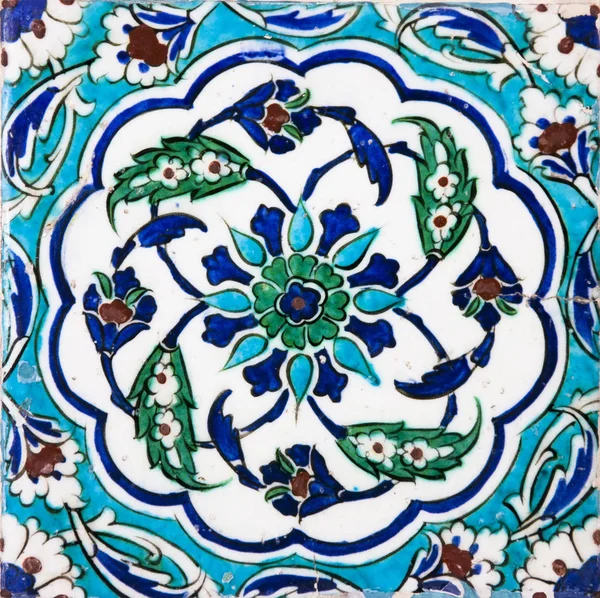 Antiguos Azulejos Turcos Hechos Mano Otomanos Con Patrones Florales Topkapi — Foto de Stock