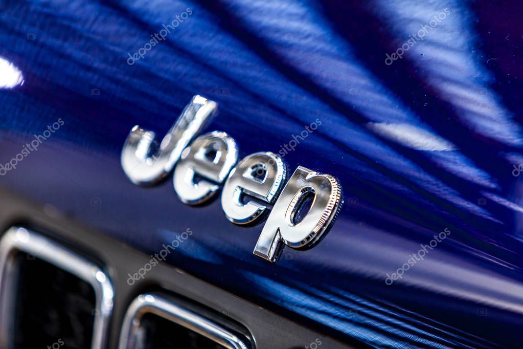 BELGRADE, SERBIA - MARCH 23, 2019: Closeup  detail of the Jeep car in Belgrade, Serbia. Jeep Jeep is a brand of Chrysler Automobiles Corporation.