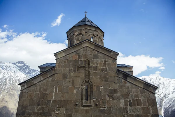 View Gergeti Trinity Church Georgia — Stock Photo, Image