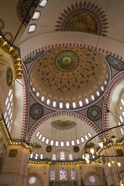 Interior Mezquita Suleiman Suleymaniye Camii Gran Mezquita Del Siglo Xvi — Foto de Stock