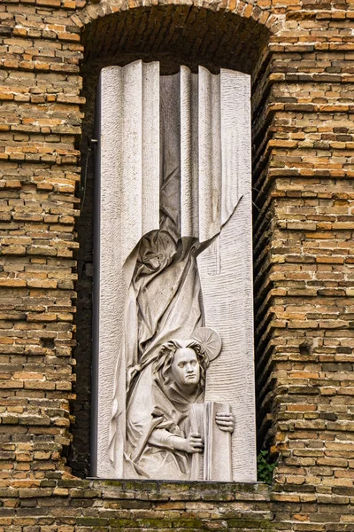 Vista Para Escultura Fachada Abadia Santa Justina Pádua Itália — Fotografia de Stock