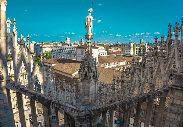 Vista Panorâmica Horizonte Cidade Vista Dos Terraços Catedral Milão Itália — Fotografia de Stock