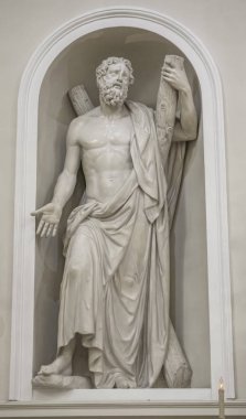 San Marino - 16 Şubat 2018: Basilica di San Marino 'nun İçi. 1838 yılında San Marino Cumhuriyeti 'nde kurulmuş bir Katolik kilisesidir..