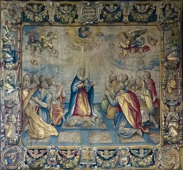 Como Italy April 2019 Detail Tapestry Como Cathedral Italy Como — Stock Photo, Image