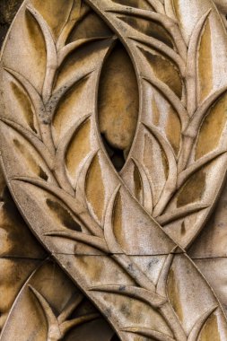 İtalya, Milan 'daki Palazzo Dell' Arengario 'nun dekoratif cephesinden ayrıntılar