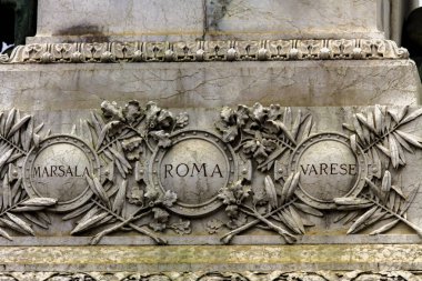 İtalya, Milano 'daki Giuseppe Garibaldi Anıtı' ndan yakın çekim detayları