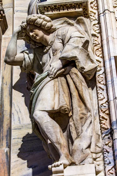 Detalhe Close Fachada Duomo Milão Itália — Fotografia de Stock