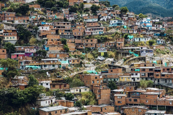 Over view at houses on the hills of Comuna 13 in Medellin, Columbia