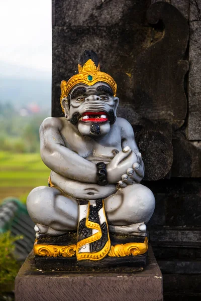 Nézet Hagyományos Őrző Szobor Jatiluwih Rizs Terasz Bali Sziget Indonézia — Stock Fotó
