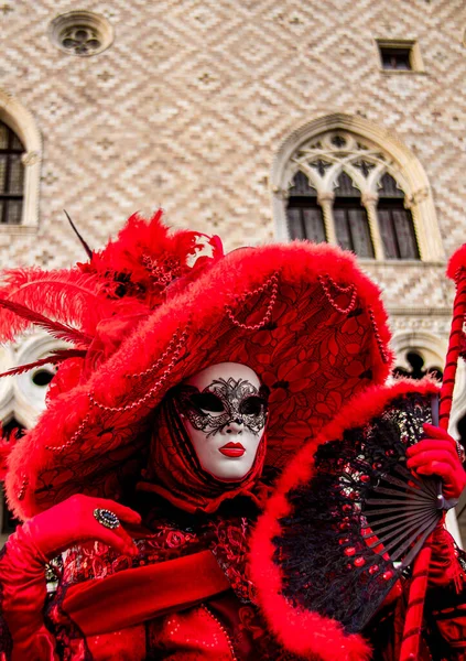 Venedik Talya Şubat 2013 Venedik Karnaval Maskeli Kimliği Belirsiz Kişi — Stok fotoğraf