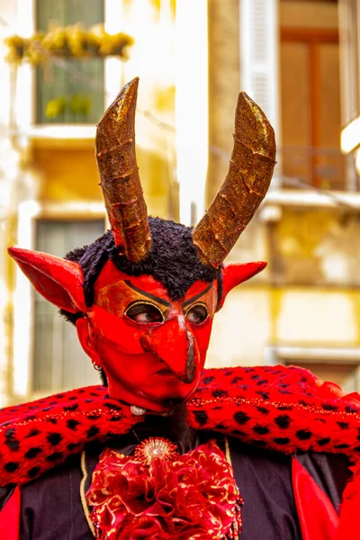 Venedik Talya Venedik Karnaval Maskesi Takan Kimliği Belirsiz Biri Ocak — Stok fotoğraf