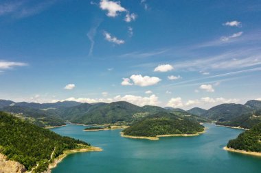 View at Zaovine lake from Tara mountain in Serbia clipart