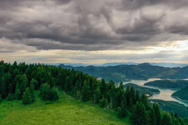 Kilátás Perucac Tóra Drina Folyóra Tara Hegyről Szerbiában — Stock Fotó