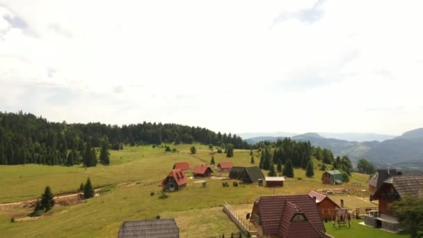 Aerial View Sekulici Village Tara Mountain Serbia — Stock Video