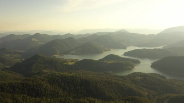 Vista Lago Zaovine Desde Montaña Tara Serbia — Vídeo de stock