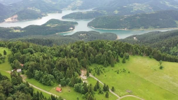 Vista Lago Zaovine Montanha Tara Sérvia — Vídeo de Stock