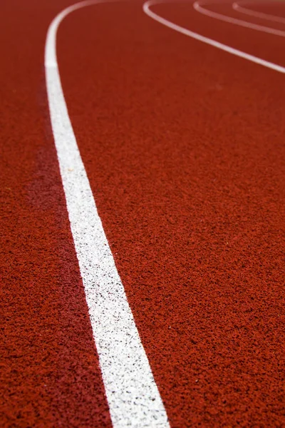 Closeup Red Stadium Running Track — Stock Photo, Image