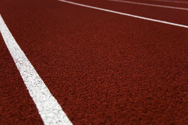 Closeup Red Stadium Running Track — Stock Photo, Image
