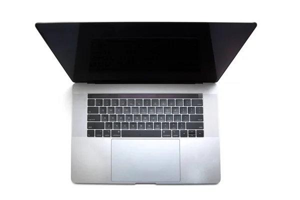 Macbook Pro Υπολογιστή Απομονώνονται Λευκό Macbook Είναι Ένα Εμπορικό Σήμα — Φωτογραφία Αρχείου