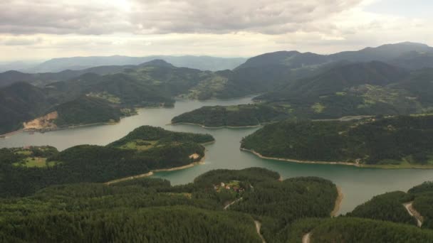 Vista Lago Zaovine Montanha Tara Sérvia — Vídeo de Stock