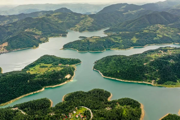 Вид Озеро Заовине Горы Тара Сербии — стоковое фото