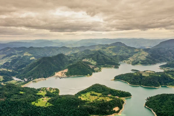 Blick Auf Den Zaovine See Vom Tara Gebirge Serbien — Stockfoto