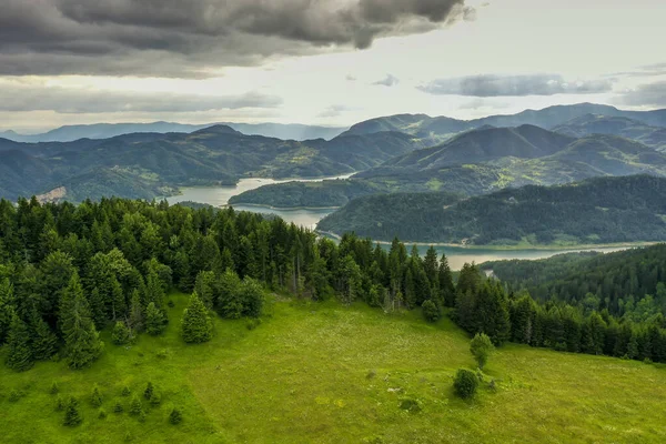 Kilátás Zaovine Tóra Tara Hegyről Szerbiában — Stock Fotó