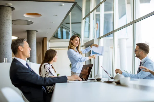 Group Business People Young Adults Senior Woman Colleague Meeting Modern — Stock Photo, Image