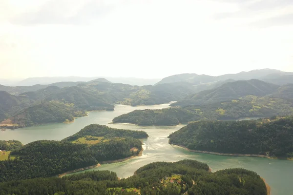 Veduta Sul Lago Zaovine Dal Monte Tara Serbia — Foto Stock