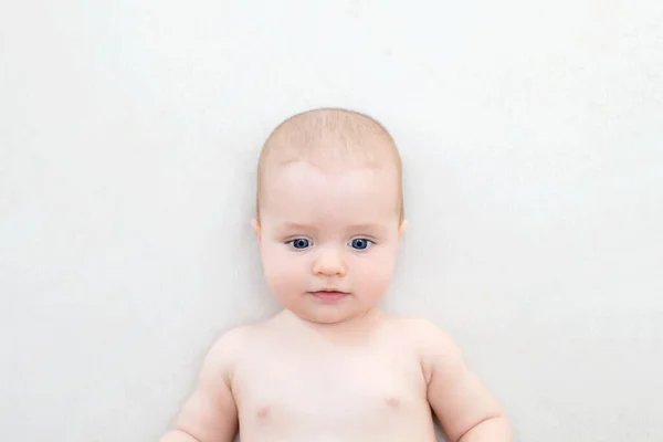 Cute Adorable Baby Girl Lying Bed — Stock Photo, Image