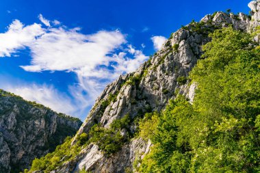 Sırbistan-Romanya sınırındaki Cerdap 'taki Tuna vadisine bak
