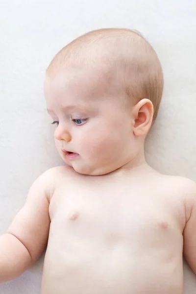 Cute Adorable Baby Girl Lying Bed — Stock Photo, Image