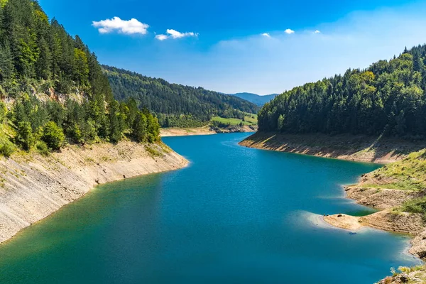 Vista Para Lago Zaovine Sérvia — Fotografia de Stock