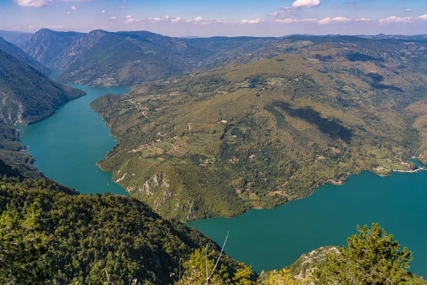 Uitzicht Perucac Meer Rivier Drina Van Tara Berg Servië — Stockfoto