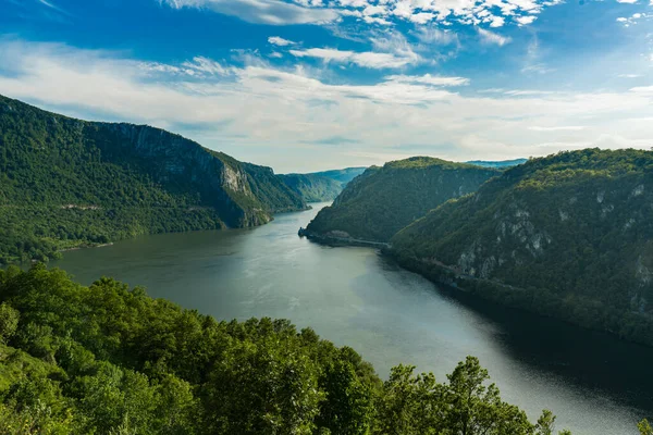 Vue Gorge Danube Djerdap Frontière Entre Serbie Roumanie — Photo
