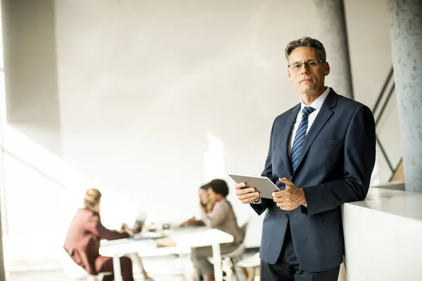 Handsome Businessman Using His Digital Tablet Office — Stock Photo, Image