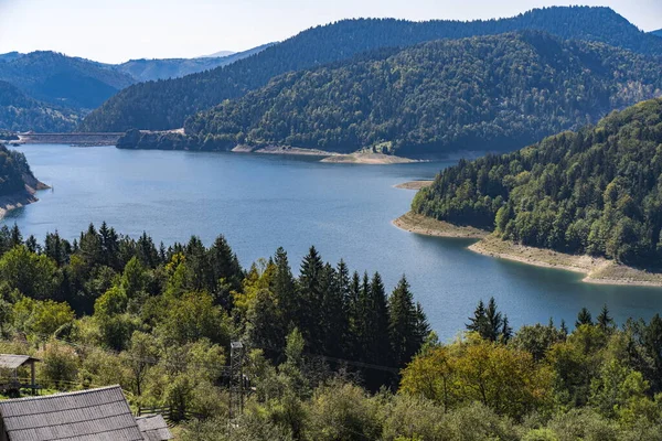 Vista Para Lago Zaovine Sérvia — Fotografia de Stock