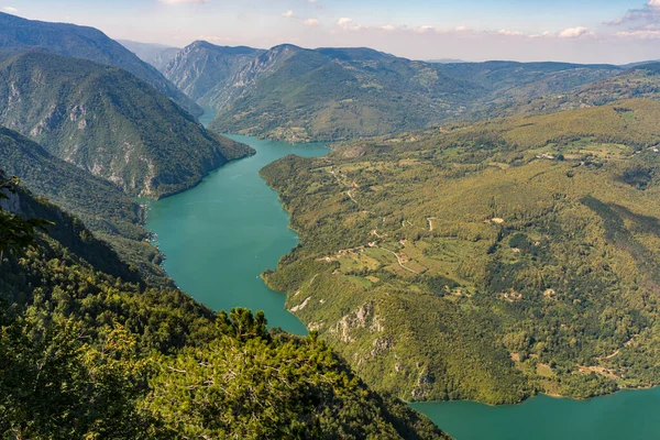 Uitzicht Perucac Meer Rivier Drina Van Tara Berg Servië — Stockfoto